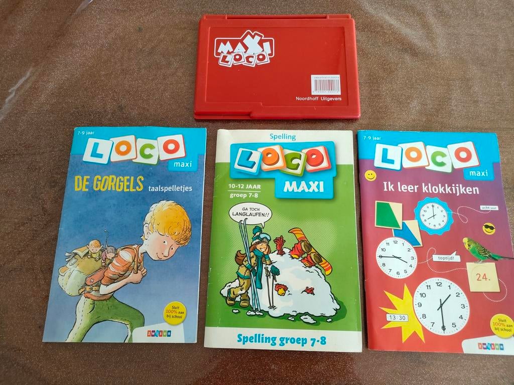Loco Maxi : doos + 3 boekjes  leeftijd: 7 -12 jaar Taal/klok, Ophalen of Verzenden, Zo goed als nieuw, Taal en Lezen