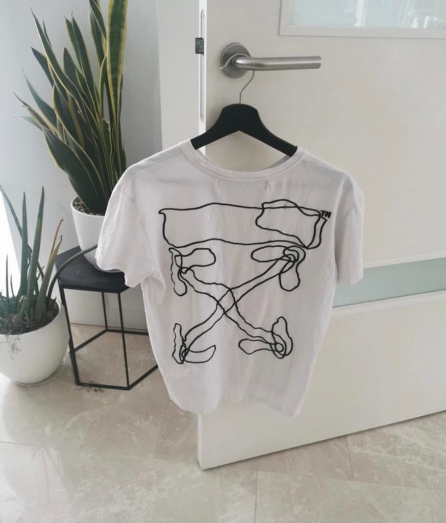 Off-White Scribble Arrow White Tee, Ophalen of Verzenden, Zo goed als nieuw, Maat 48/50 (M), Wit