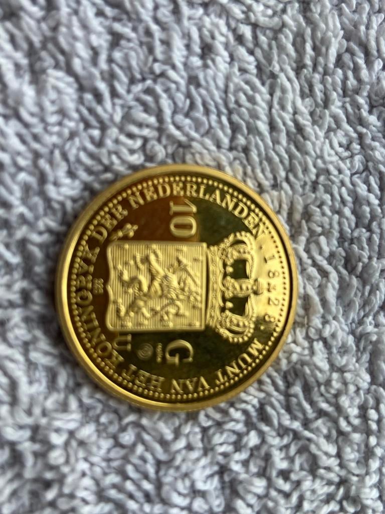 Gouden munt Willem Koning 1828 herslag, Koning Willem I, Losse munt, 10 gulden, Goud