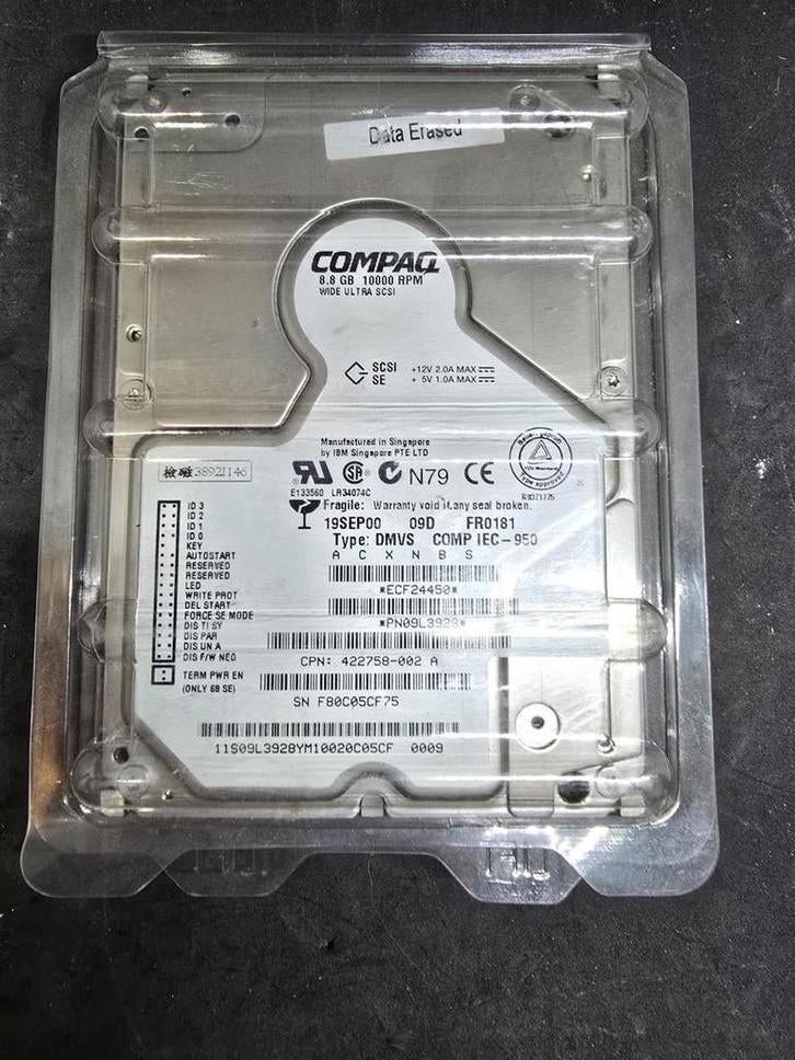 Compaq 8.8 GB 10000 RPM Wide Ultra SCSI Harde Schijf, Computers en Software, Harde schijven, Gebruikt, Server, Intern, HDD, SCSI