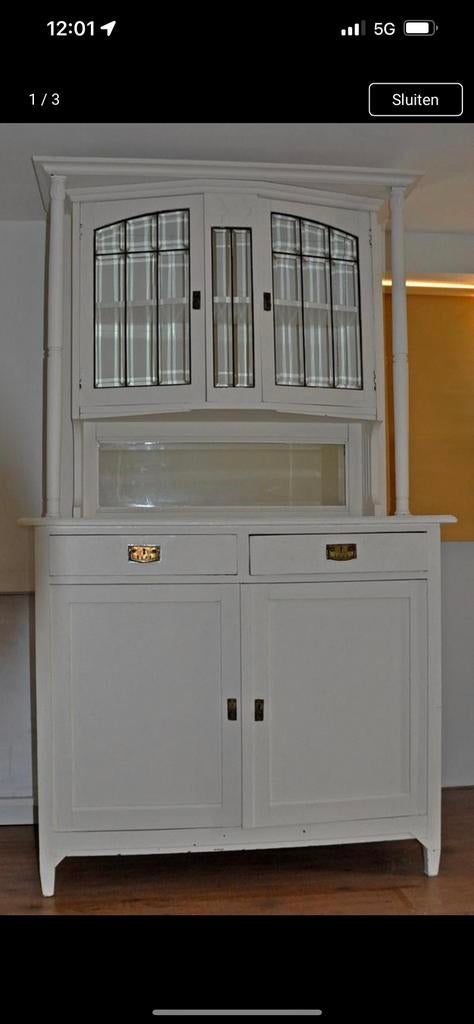 Antieke kast opbergkast buffetkast met glas, Ophalen