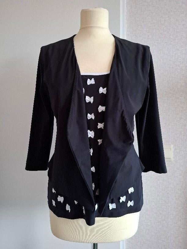 Kort zwart (bloes)jasje INDIES travellerstof maat T3, Maat 38/40 (M), Zwart, Ophalen of Verzenden, Zo goed als nieuw