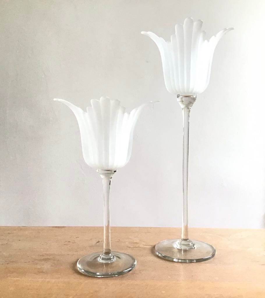 2 hoge waxinelichthouder kandelaar windlicht - glas - NIEUW, Overige materialen, 25 tot 50 cm, Wit, Nieuw
