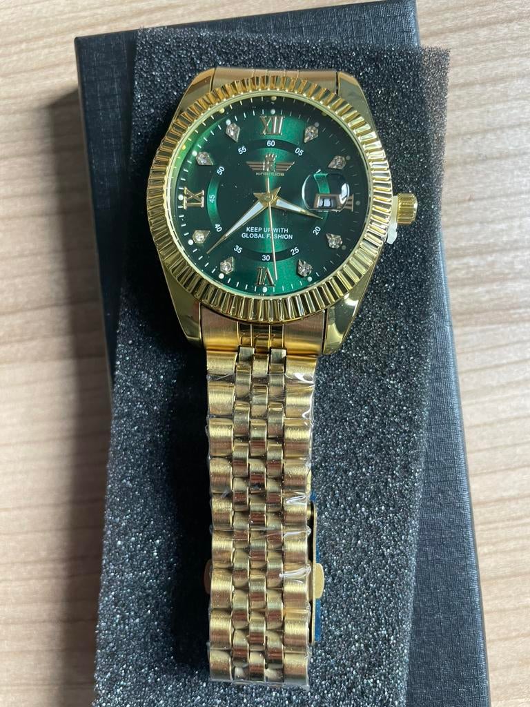 Mooi horloge groene wijzerplaat, Ophalen of Verzenden, Nieuw, Polshorloge