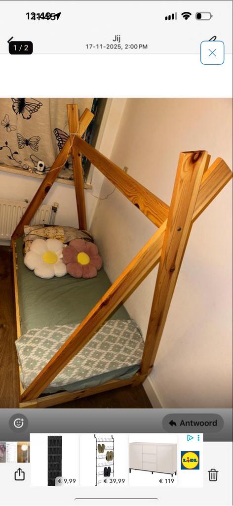 Kinderbed, Ophalen of Verzenden, Zo goed als nieuw, 180 cm of meer, 70 tot 85 cm