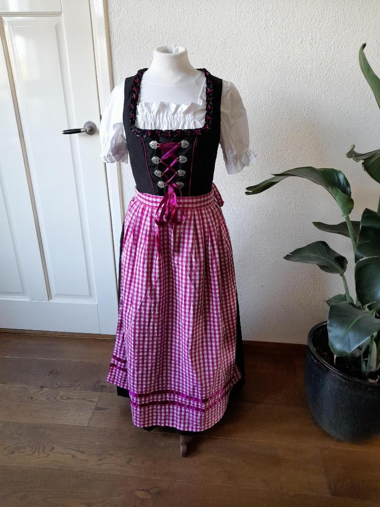 Verkleedkleren: Lange Dirndl met dirndl blouse en schort 38, Maat 38/40 (M), Ophalen of Verzenden, Overige thema's, Kleding