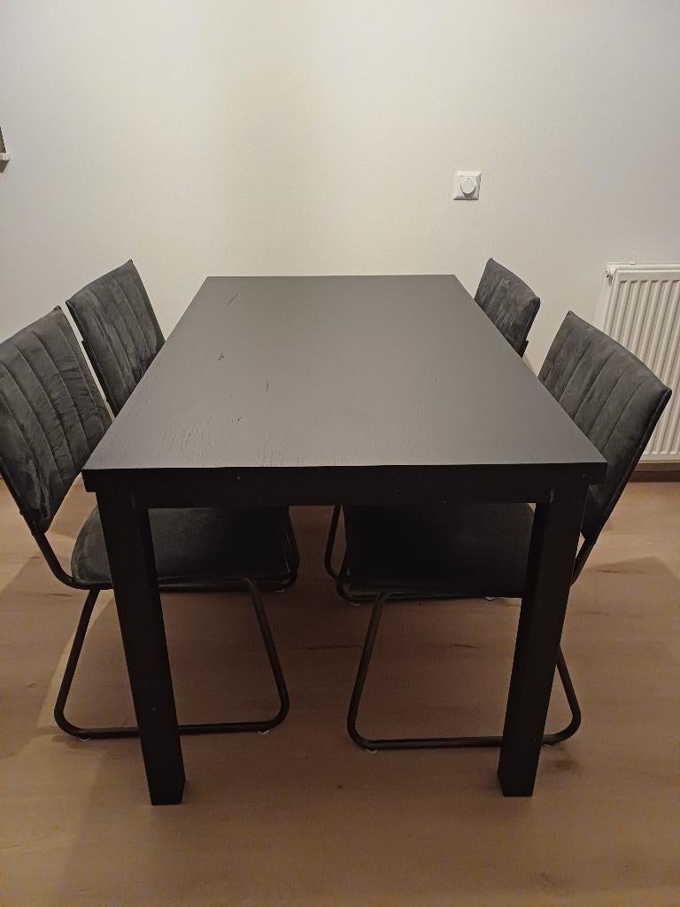 Eettafel & 4 eetkamerstoelen, Huis en Inrichting, Tafels | Eettafels, Ophalen, Gebruikt, 100 tot 150 cm, 50 tot 100 cm