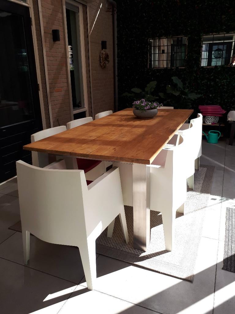 8 persoons Tuin-dinerset met Philippe Starck stoelen, Ophalen, Overige materialen, Gebruikt, 8 zitplaatsen