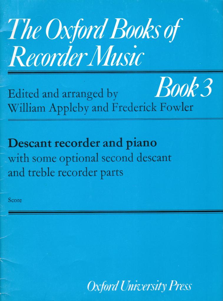 William Appleby -The Oxford Books of Recorder Music - Book 3, Gebruikt, Ophalen of Verzenden, Artiest of Componist, Piano