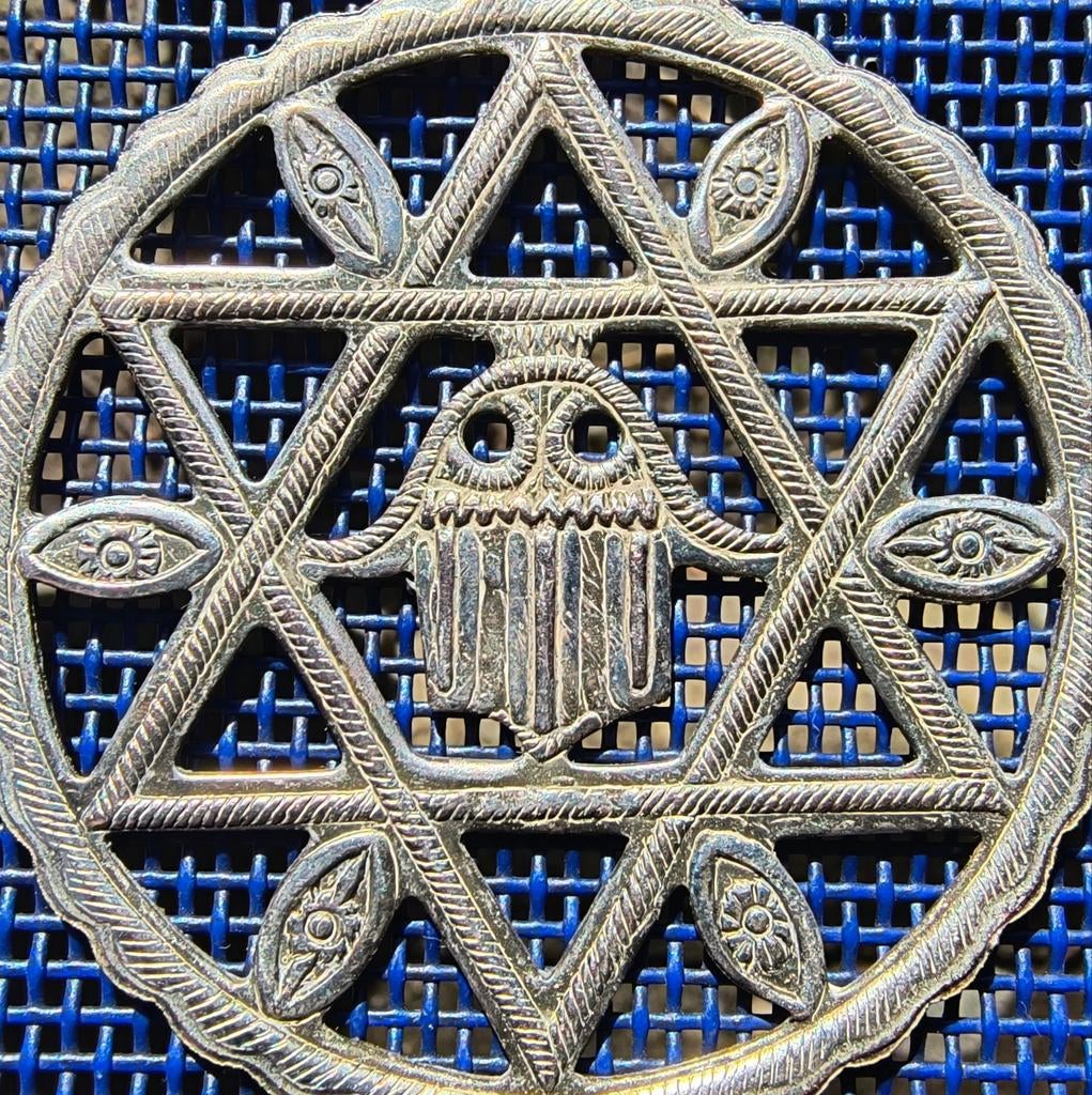 Geluks Amulet met hamsa en 5 puntige ster zilver ? Syrië?, Ophalen of Verzenden