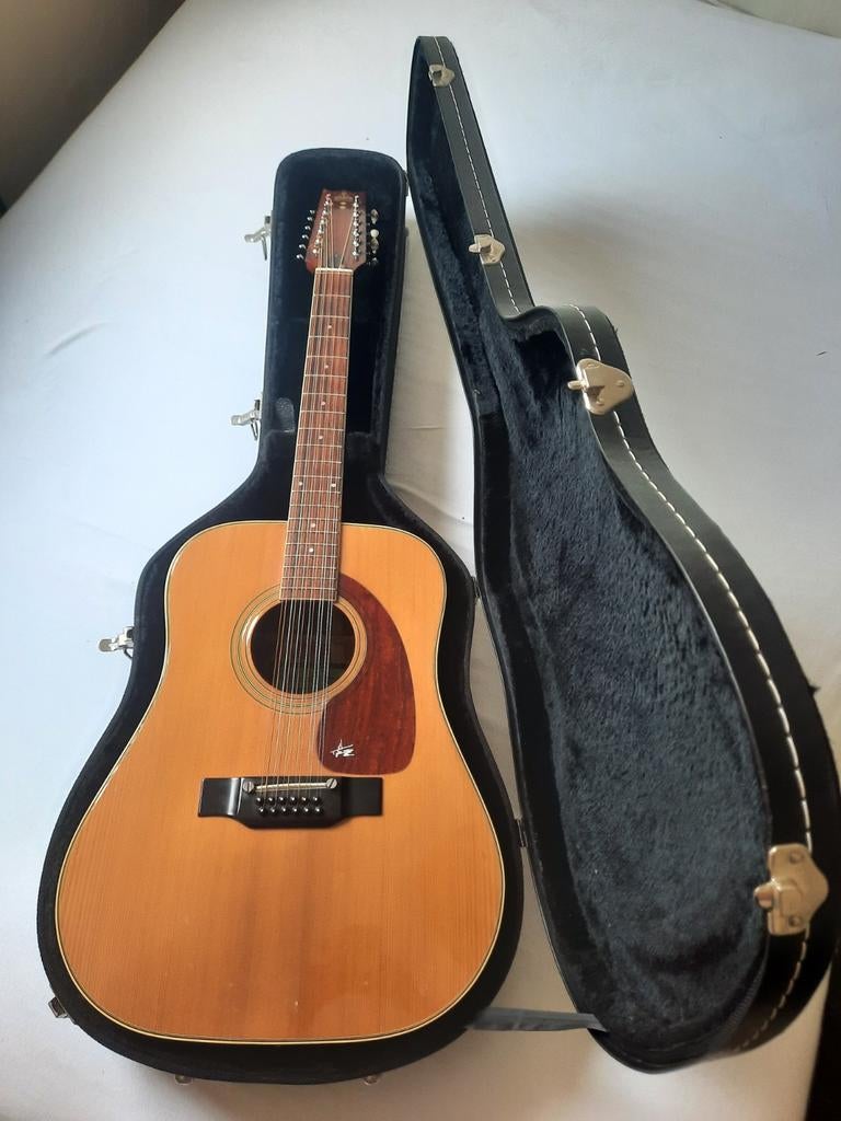 Takeharu 12-snarige western Japan 1976 Nwe snaren en koffer, Ophalen, Gebruikt, Western- of Steelstringgitaar, 12-snarig