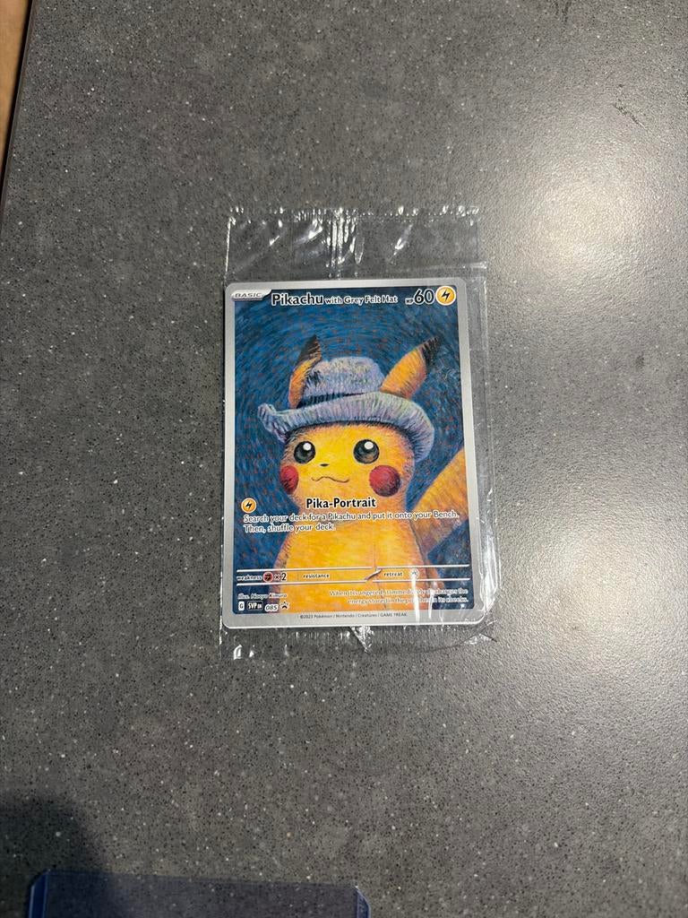 Pikachu Van Gogh met grijze vilten hoed, Ophalen of Verzenden, Nieuw, Losse kaart