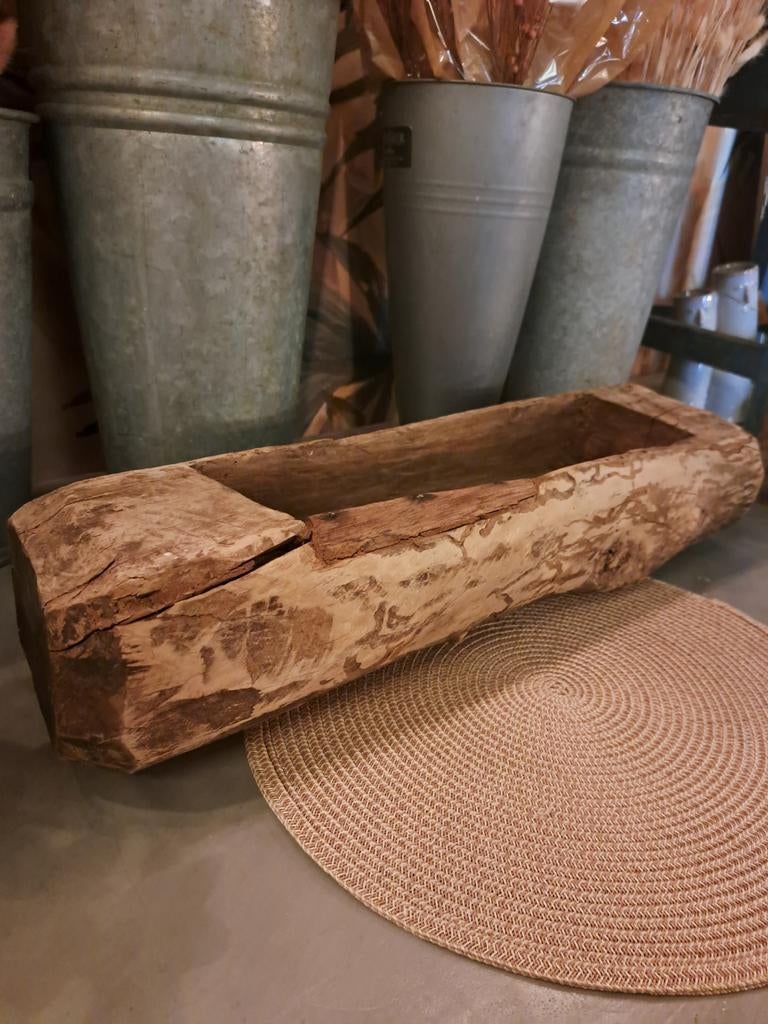 Oude houten trog - Rustieke decoratie, Ophalen of Verzenden