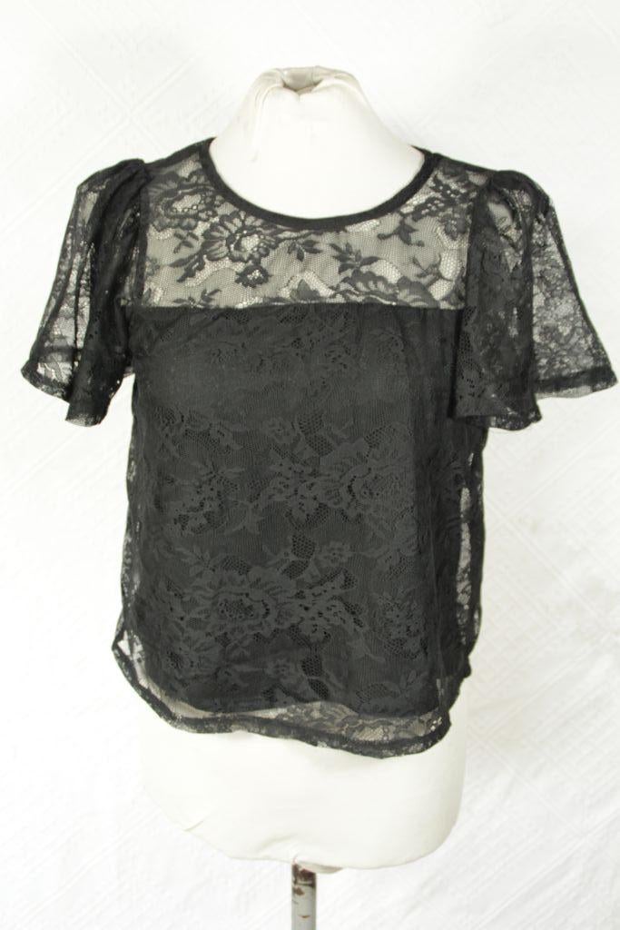 Zwart kanten damesshirt.Mt 38.Merk Primark, Maat 38/40 (M), ., Zwart, Ophalen of Verzenden