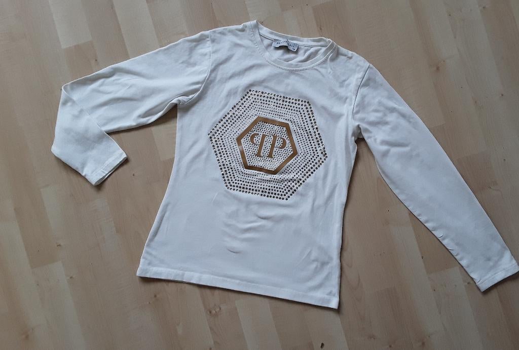 Philipp Plein t shirt mt 158. wit/goud, Philipp Plein, Meisje, Ophalen of Verzenden, Zo goed als nieuw