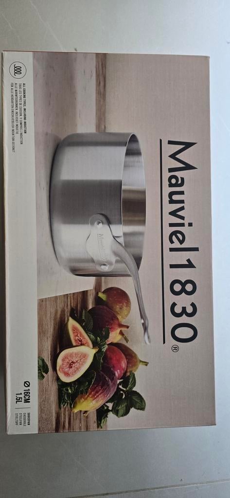 Mauviel 1830 Kookpan RVS 16cm 1.5L - Inductie Geschikt, Kookpan of Snelkookpan, Nieuw, Ophalen of Verzenden, Rvs