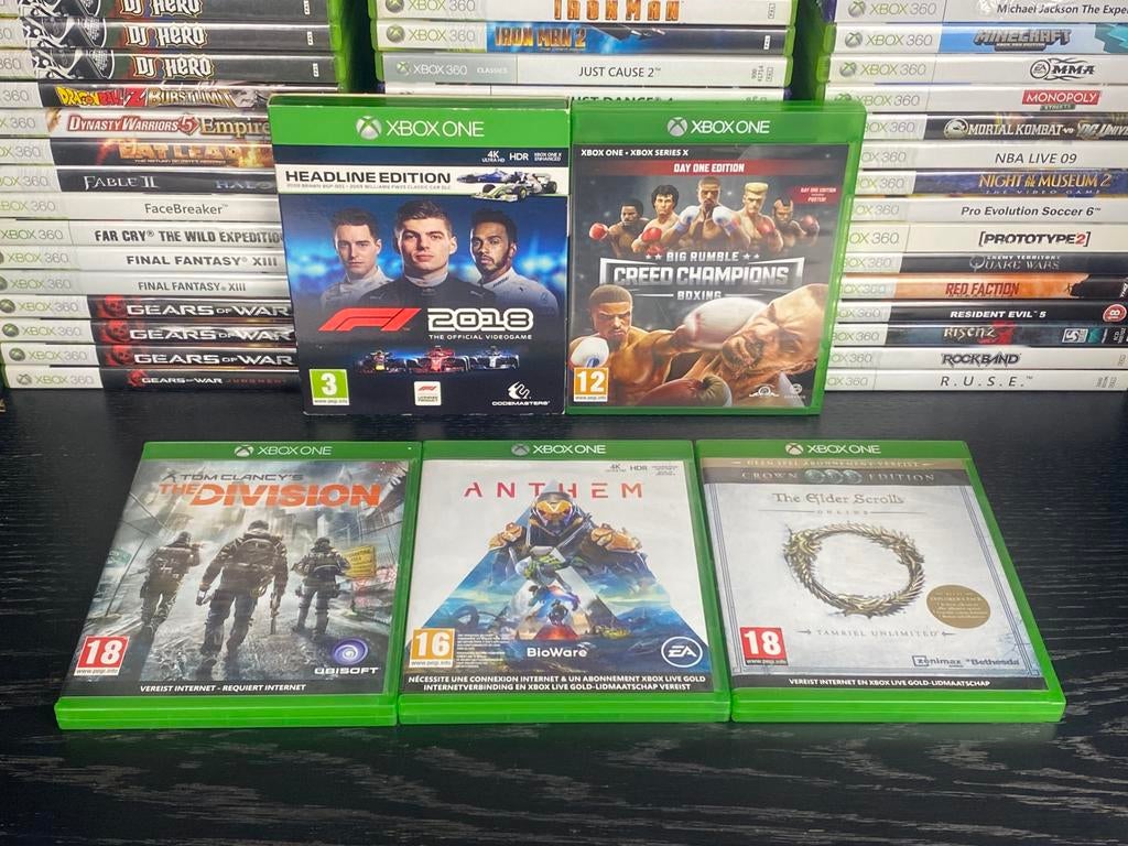 Xbox One Game Collectie - Creed Champions F1 Elder Scrolls, Spelcomputers en Games, Games | Xbox 360, Avontuur en Actie, Vanaf 18 jaar