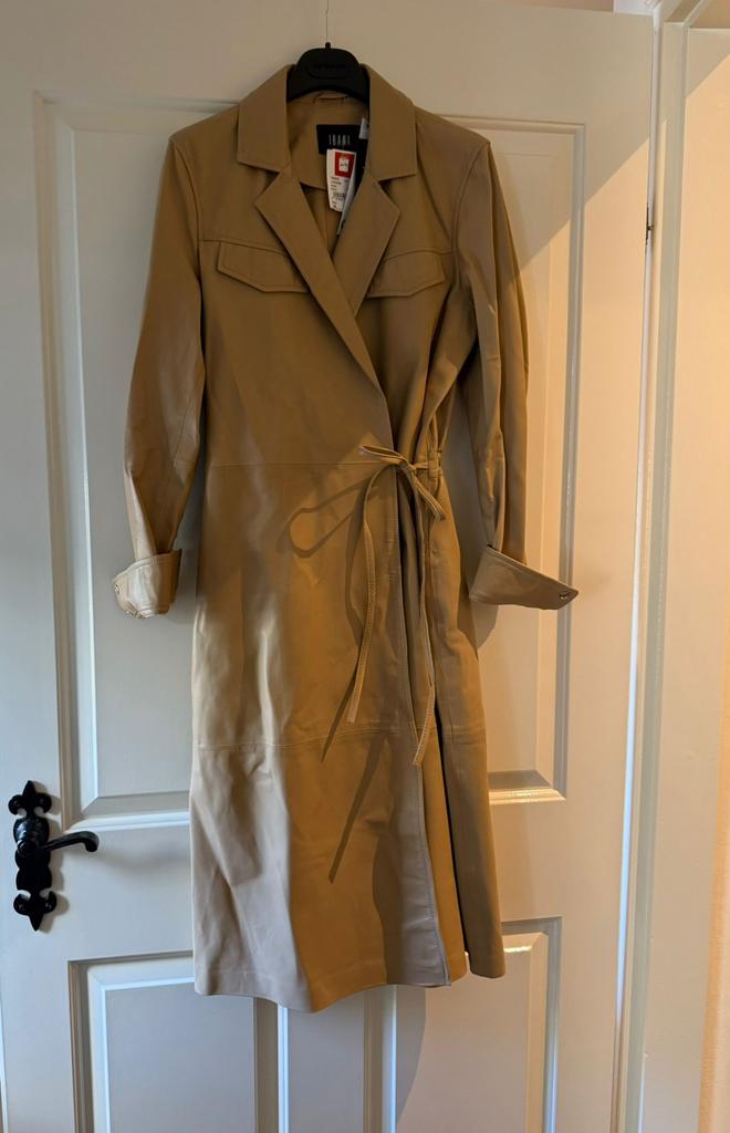 IBANA - Elegante Beige leren jurk - 38 | M, Kleding | Dames, Jurken, Nieuw, Maat 38/40 (M), Beige, Ophalen of Verzenden