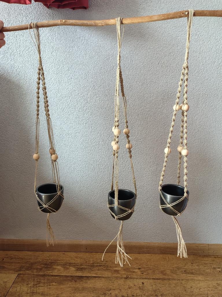 Macrame plantenhangers kleine potjes voor vetplantjes, Ophalen of Verzenden, Nieuw, Overige materialen