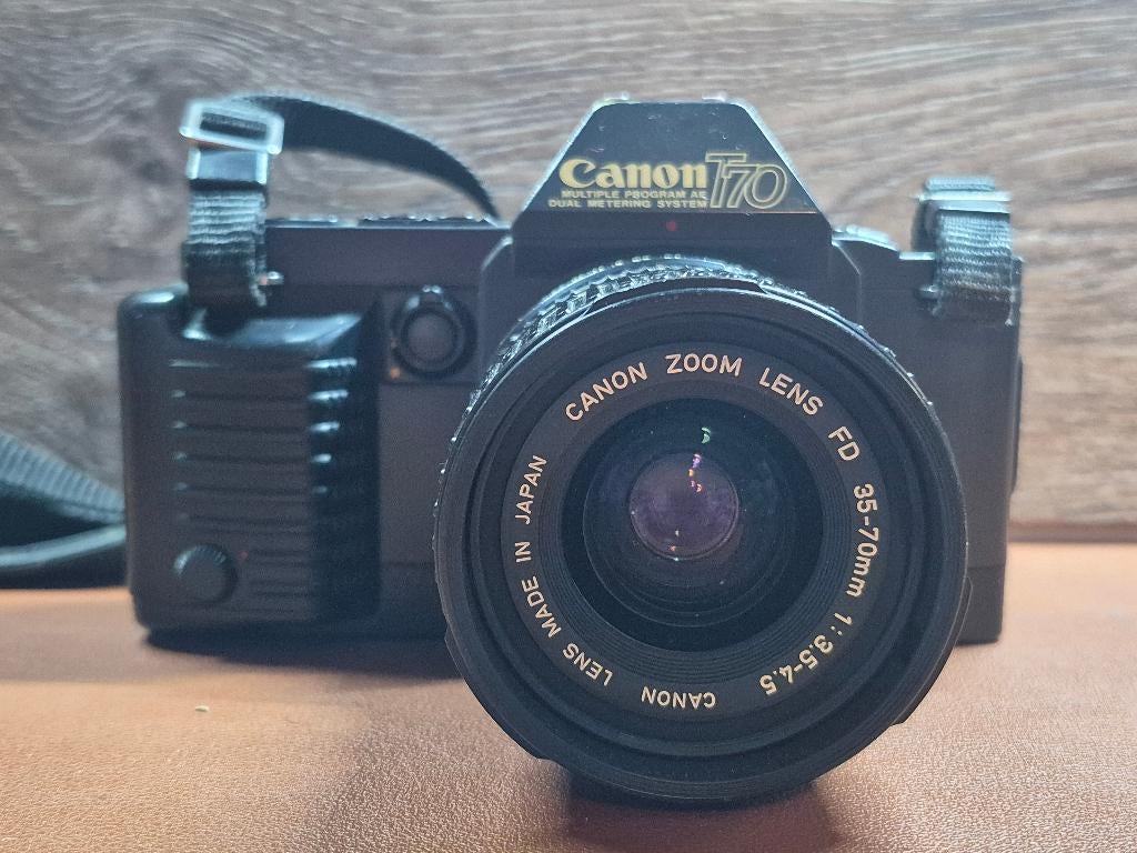 Canon T70 + FD 35-70mm f3.5-4.5, Ophalen of Verzenden, Gebruikt, Spiegelreflex, Canon