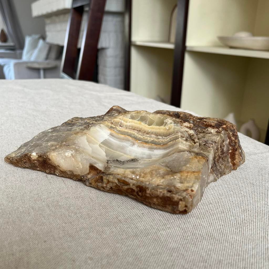 Vintage onyx stenen asbak / schaal, Ophalen of Verzenden