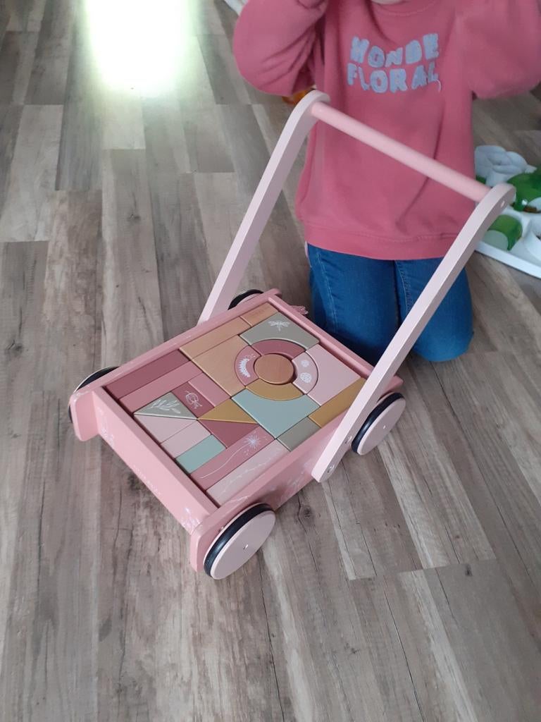 Little Dutch loopwagen met blokken, Ophalen of Verzenden, Zo goed als nieuw, Overige typen, Met wieltjes