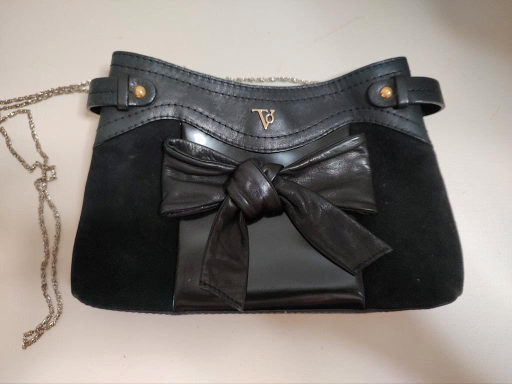 K435 TOV zwart lederen schoudertas - avondtas  zeer fraai, -, Schoudertasje, Zwart, -