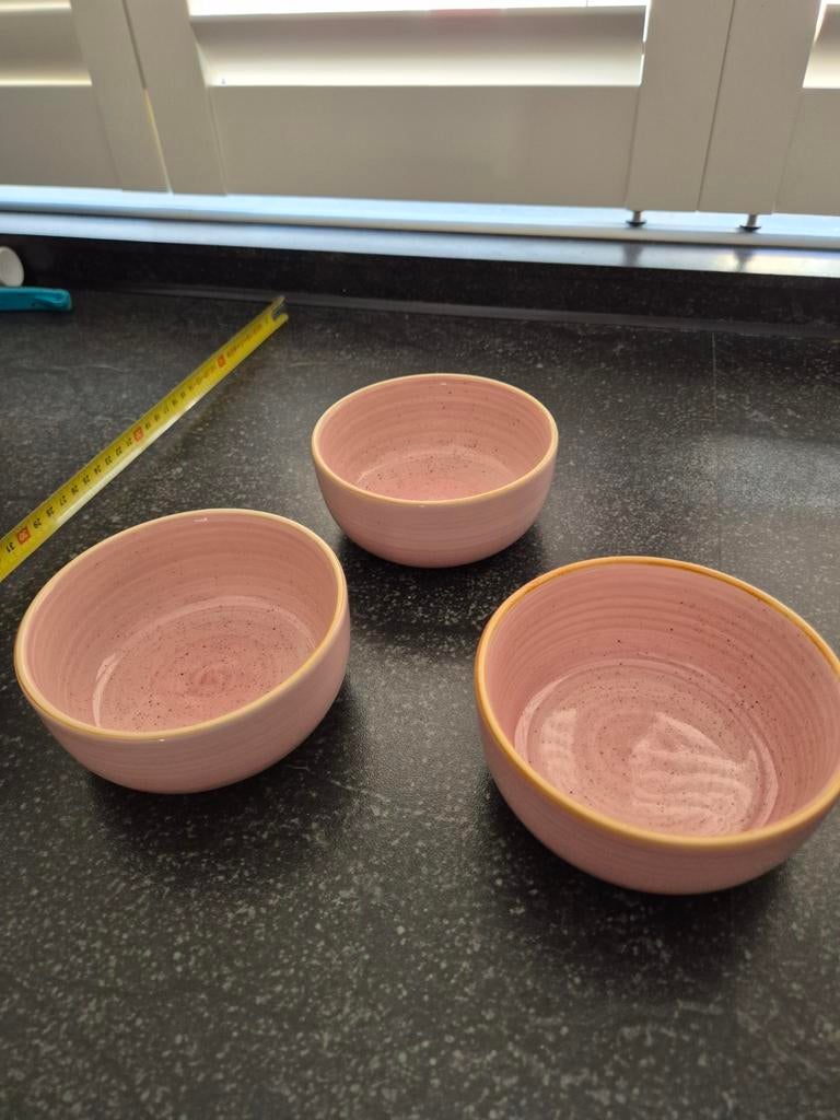 The Fade Collection, drie roze kommen / schaaltjes, Ophalen of Verzenden, Zo goed als nieuw, Kom(men), Overige stijlen