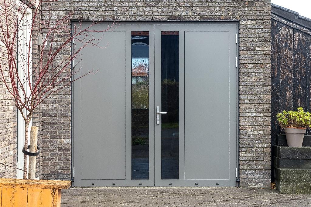Openslaande garagedeur Br. 2340 x H. 2388, Ophalen of Verzenden, Glas, 120 cm of meer, 215 cm of meer