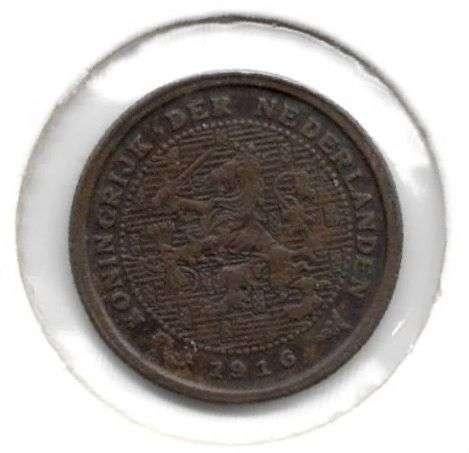 Nederland Halve cent 1916 Wilhelmina, Ophalen of Verzenden, Koningin Wilhelmina, Overige waardes, Losse munt