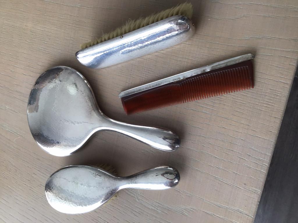 Verzilverd kaptafel set, Ophalen of Verzenden, Zilver