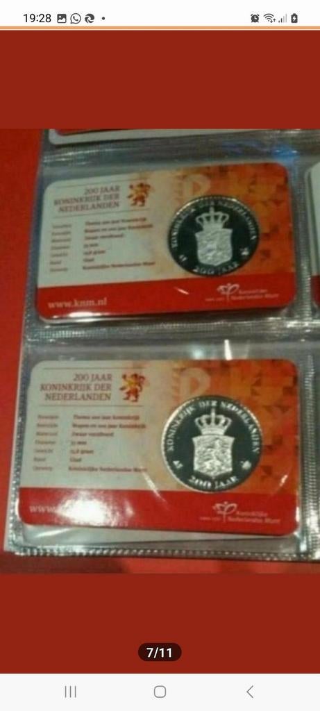 200 JAAR KONINRIJK DER NEDERLANDEN KAVEL NR 90, Postzegels en Munten, Munten | Nederland, Koning Willem III, Zilver, Overige waardes