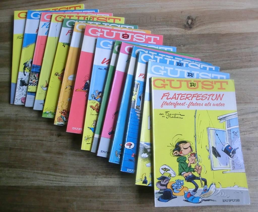 14 stripboeken uit de reeks van Guust Flater, Meerdere stripboeken, Ophalen of Verzenden, Gelezen