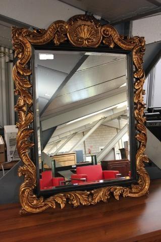 Barok goud zwarte spiegel met facetgeslepen glas flamant, Huis en Inrichting, Woonaccessoires | Spiegels, Ophalen, Wilms, 100 tot 150 cm