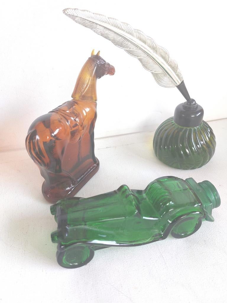Vintage Avon verzamel flessen : paard, auto en inktpot, Antiek en Kunst, Curiosa en Brocante, Ophalen of Verzenden