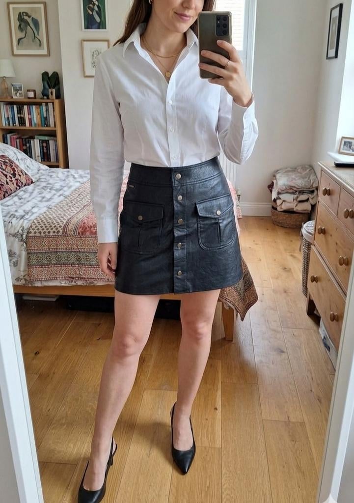 Nieuw leren kort rok van Ambika maat S, Zwart, Nieuw, Ophalen of Verzenden, Maat 36 (S)