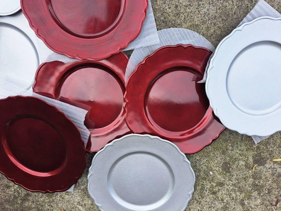 Onderborden rood en/of zilver, 33 cm, Overige materialen, Nieuw, Ophalen of Verzenden, Overige stijlen