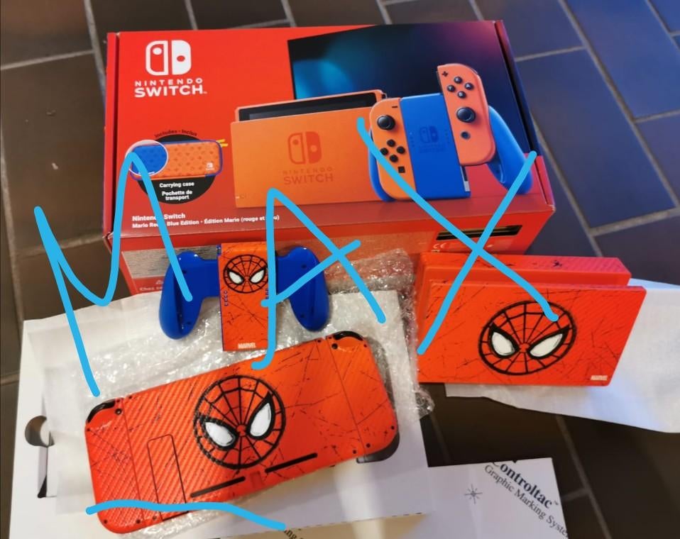 Custom Marvel Spider-Man Nintendo Switch Mario limited edit., Switch 2019 Upgrade, Met 2 controllers, Nieuw, Ophalen of Verzenden