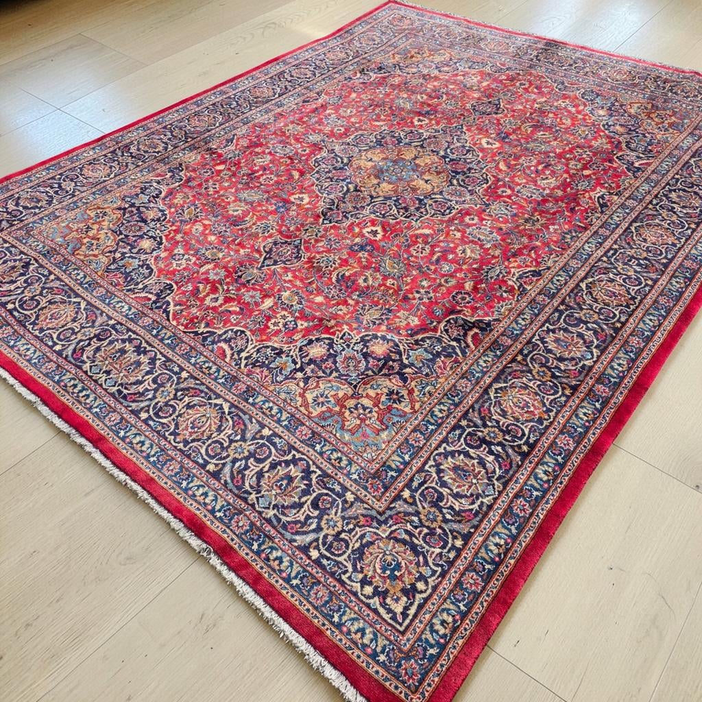 Handgeknoopt perzisch tapijt kashmar 395x309, Info@SlatsAntiek.nl, Crème, Perzisch, Vof Slats Antiek