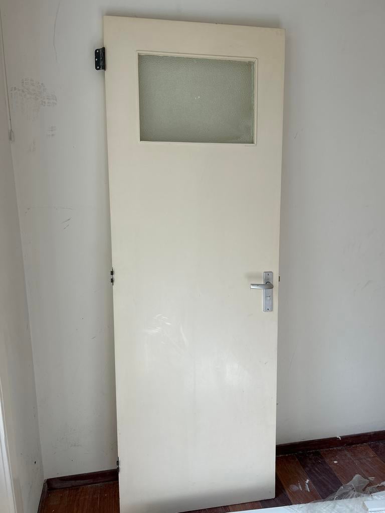 Binnendeur met glas - Gebruikt, Doe-het-zelf en Verbouw, Ophalen, Gebruikt, 80 tot 100 cm, Binnendeur