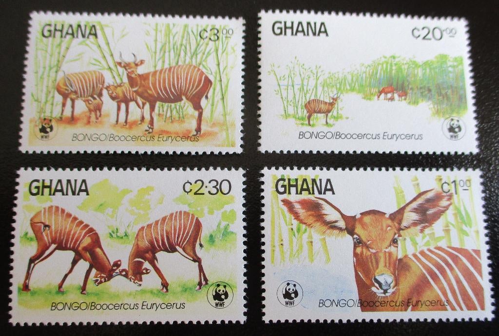 Ghana, WWF serie Bongo (antilope), Verzenden, Postfris, Dier of Natuur