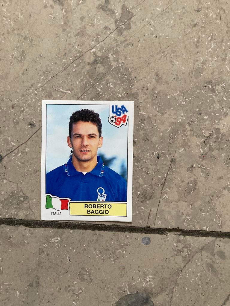PANINI PLAATJE ROBERTO BAGGIO ITALIË WK 94, Verzamelen, Ophalen of Verzenden, Zo goed als nieuw, Buitenlandse clubs, Poster, Plaatje of Sticker