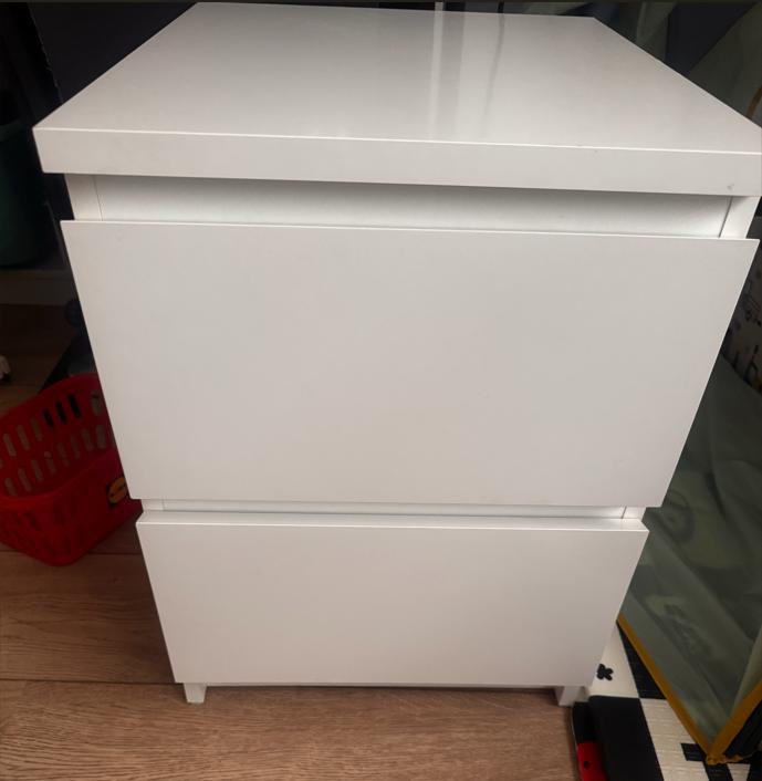 MALM Ladekast 2 lades, wit, 40x55 cm, Ophalen, Minder dan 50 cm, 1 of 2 laden, Zo goed als nieuw