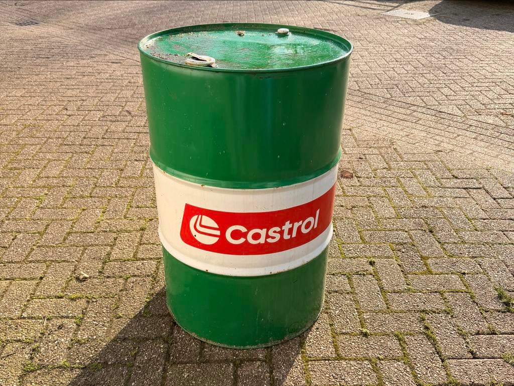Leeg Castrol olievat - Groen/Wit decoratief vat, Ophalen, Gebruikt