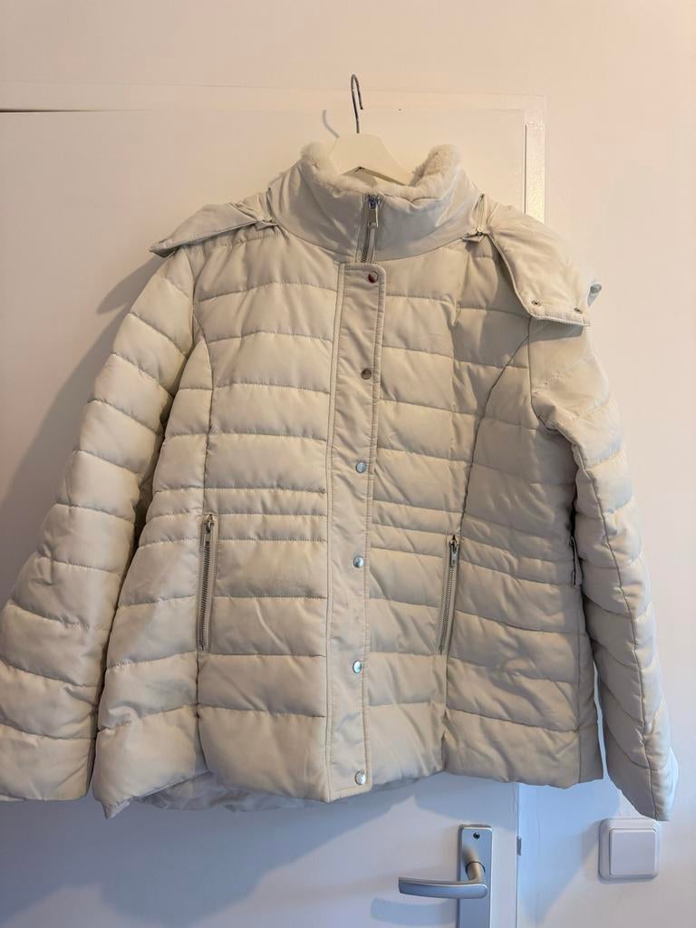 Linea Loresi Witte Gewatteerde Jas met Capuchon, Maat XXL, Ophalen of Verzenden, Zo goed als nieuw, Maat 46/48 (XL) of groter