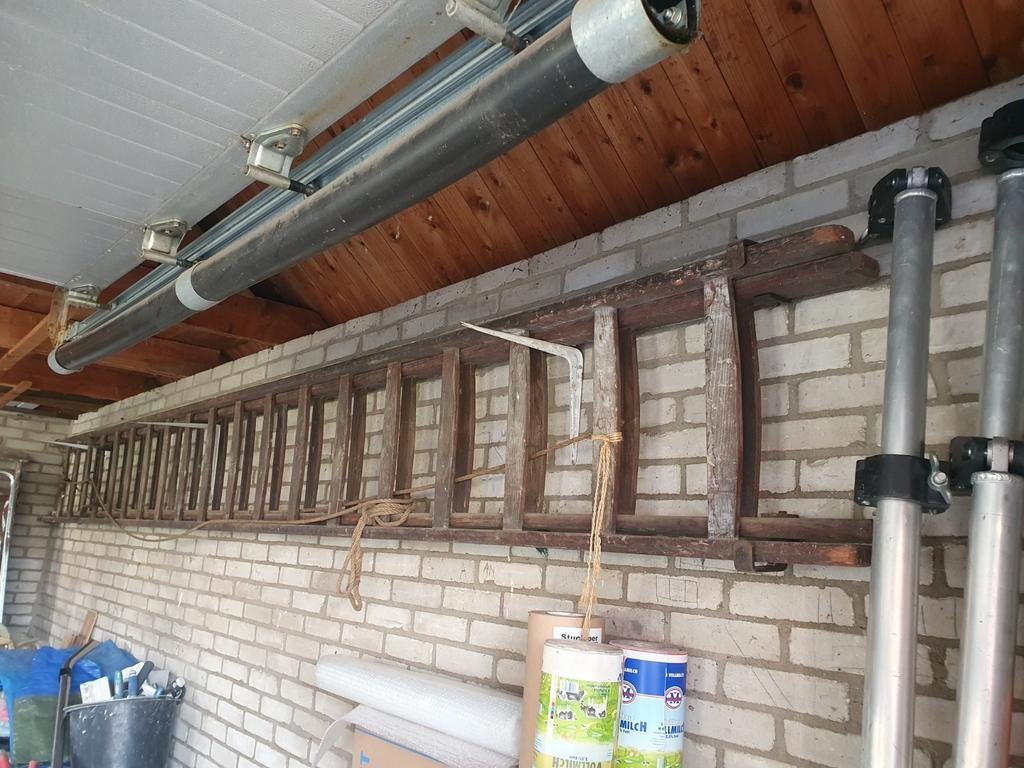 Originele houten glazenwassers/schilders ladder, Ophalen of Verzenden, Gebruikt, 4 meter of meer