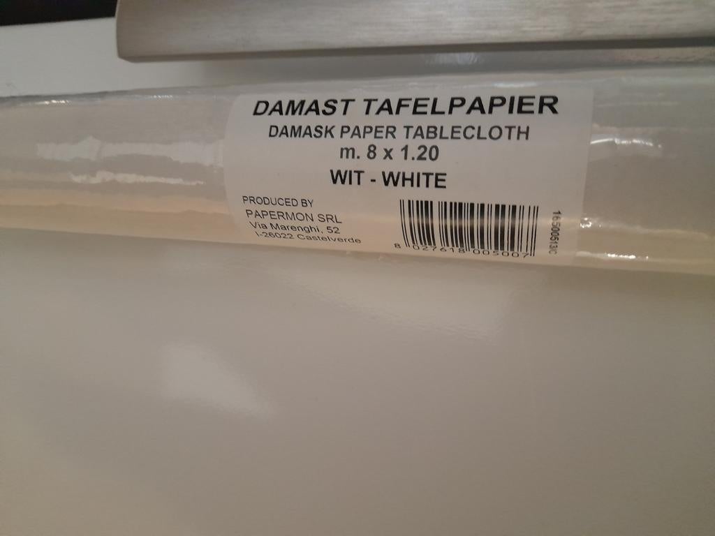 Nieuwe  papieren Tafelrol wit 8 meter x 1.2 meter Paastip, Ophalen, Nieuw, Overige typen, Overige