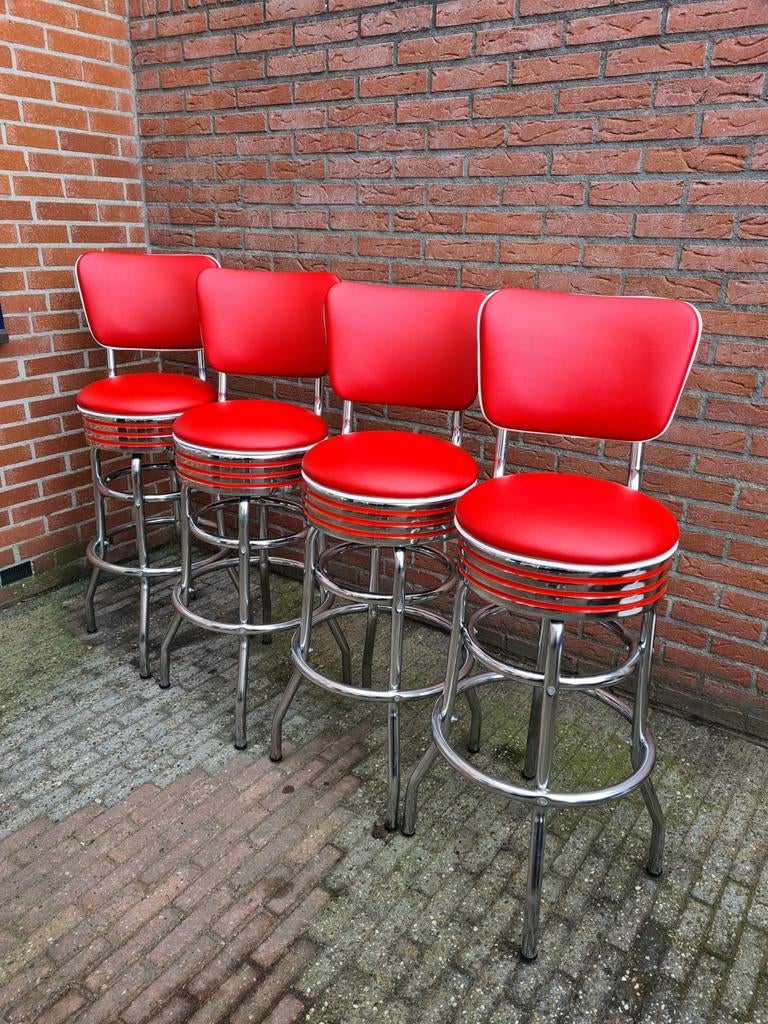 FIFTIES SIXTIES AMERIKAANSE BARKRUKKEN BEL AIR BARTAFEL, Ophalen, Draaibaar, 5 krukken of meer, 60 tot 90 cm