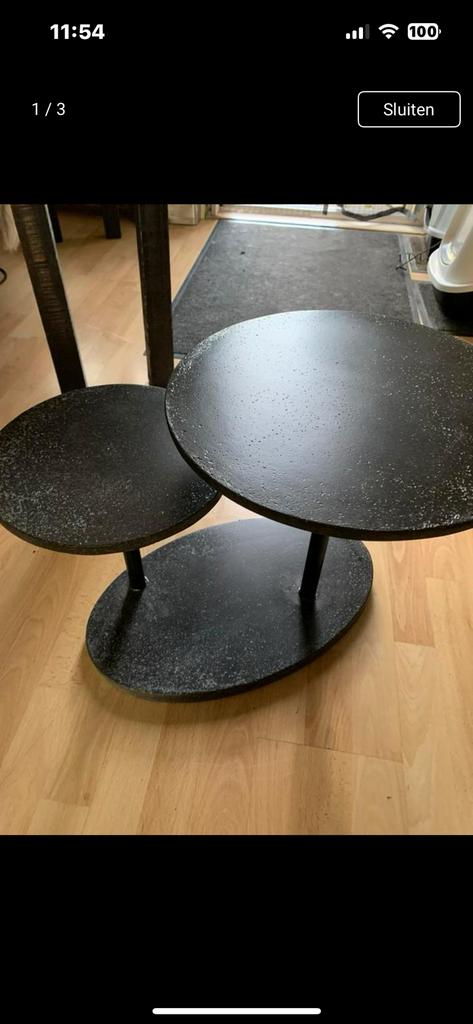 Bijzettafe, gekocht bij de Troubadour., Ophalen, 50 tot 100 cm, Rond, Zo goed als nieuw