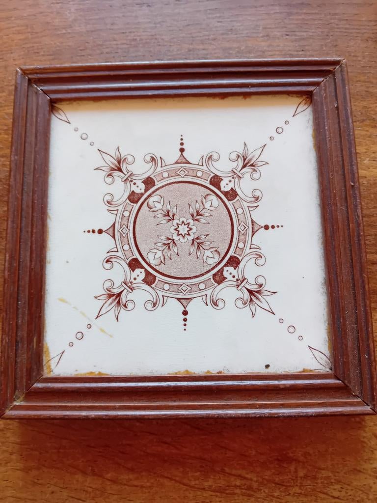 Tegeltableau met houten lijst, Ophalen of Verzenden